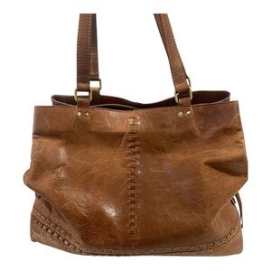 Bolo Leather Satchel Handbag, Brown 3 Pockets